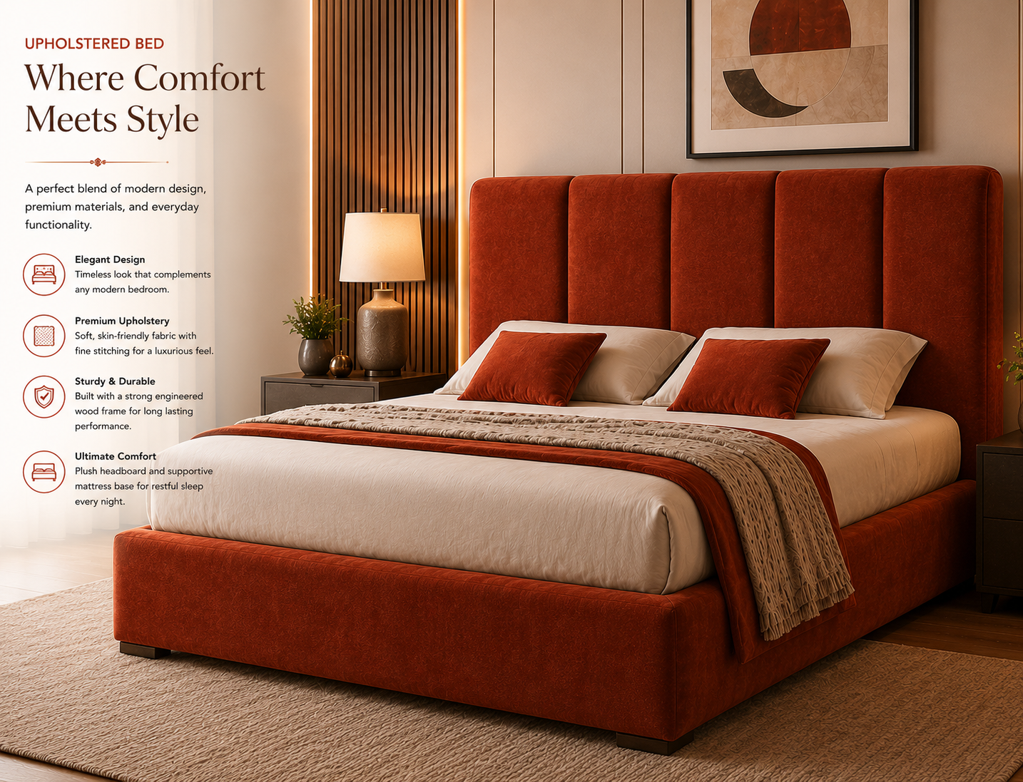 Premium Upholstered Storage Bed with Hydraulic Lift-Up Storage, Full Plywood Base, and a Modern Padded Headboard.